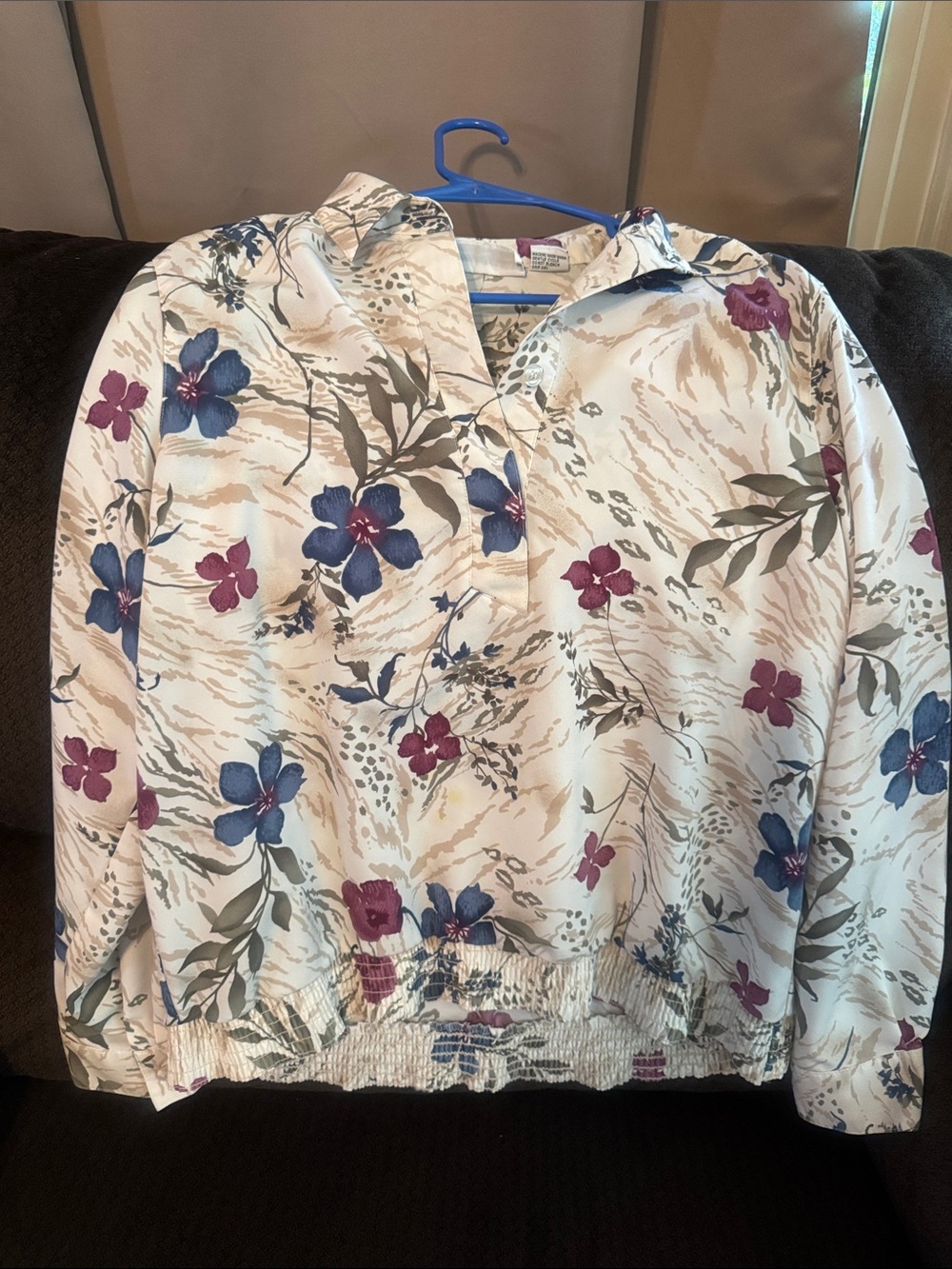 Alfred Dunner Cream Pullover with Blue & Plum Floral Print